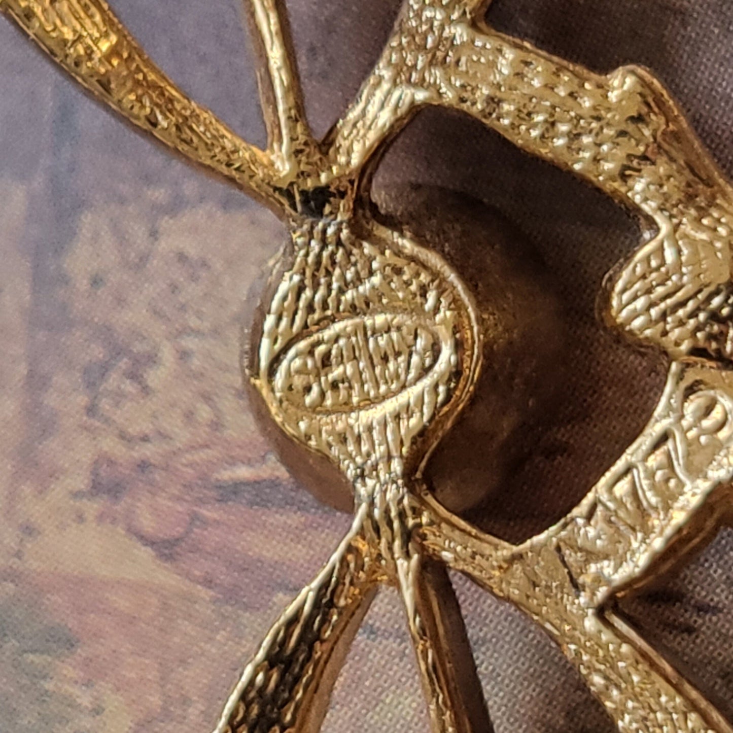 Brooch - Sphinx Red and Clear Crystals Bow Chain Pendant Brooch