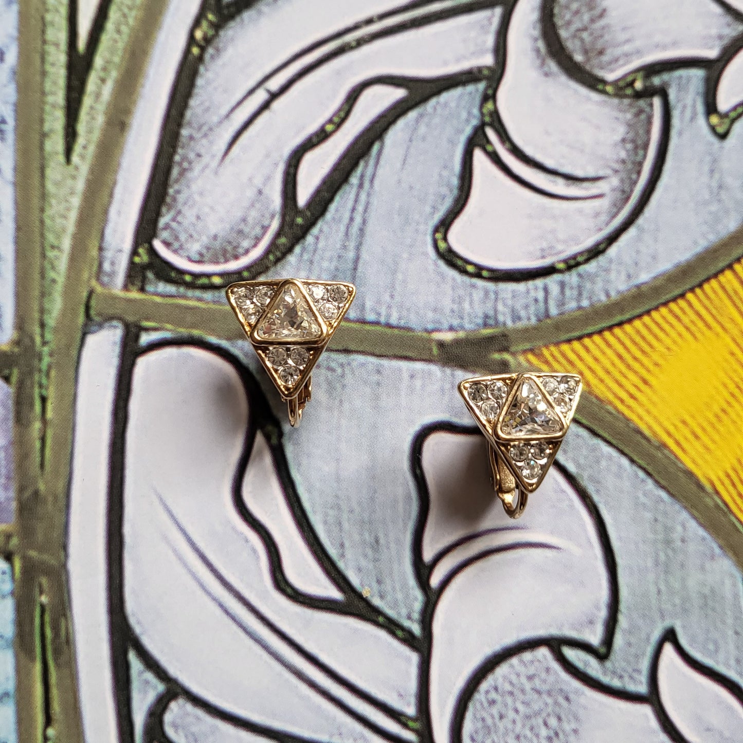 Clip on - Attwood and Sawyer Triangular Crystal Clip On Earrings