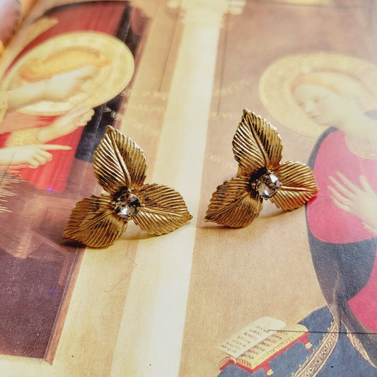 Posts - Sonia Rykiel Crystal Leaf Stud Earrings