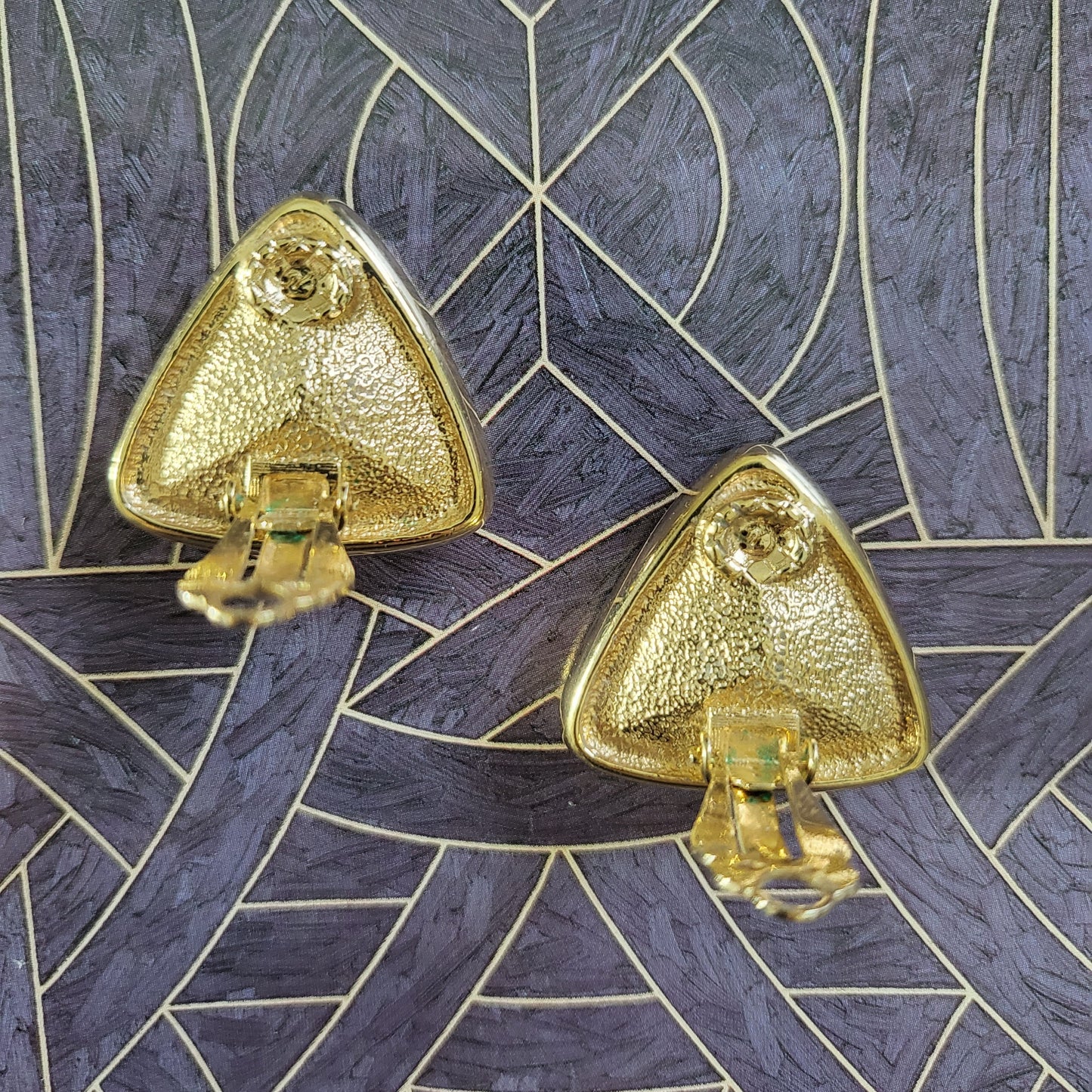 Clip on - Vintage Swarovski Triangular Crystal Clip On Earrings