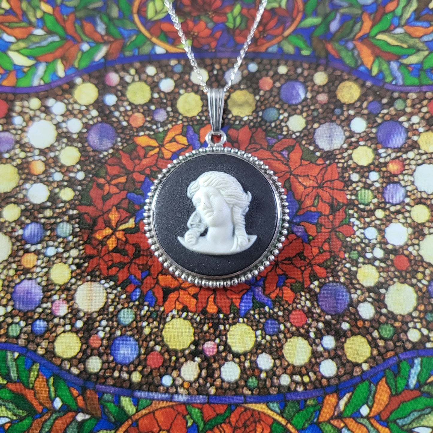 Necklace - Wedgwood Sterling Silver Black Jasperware Cameo Necklace