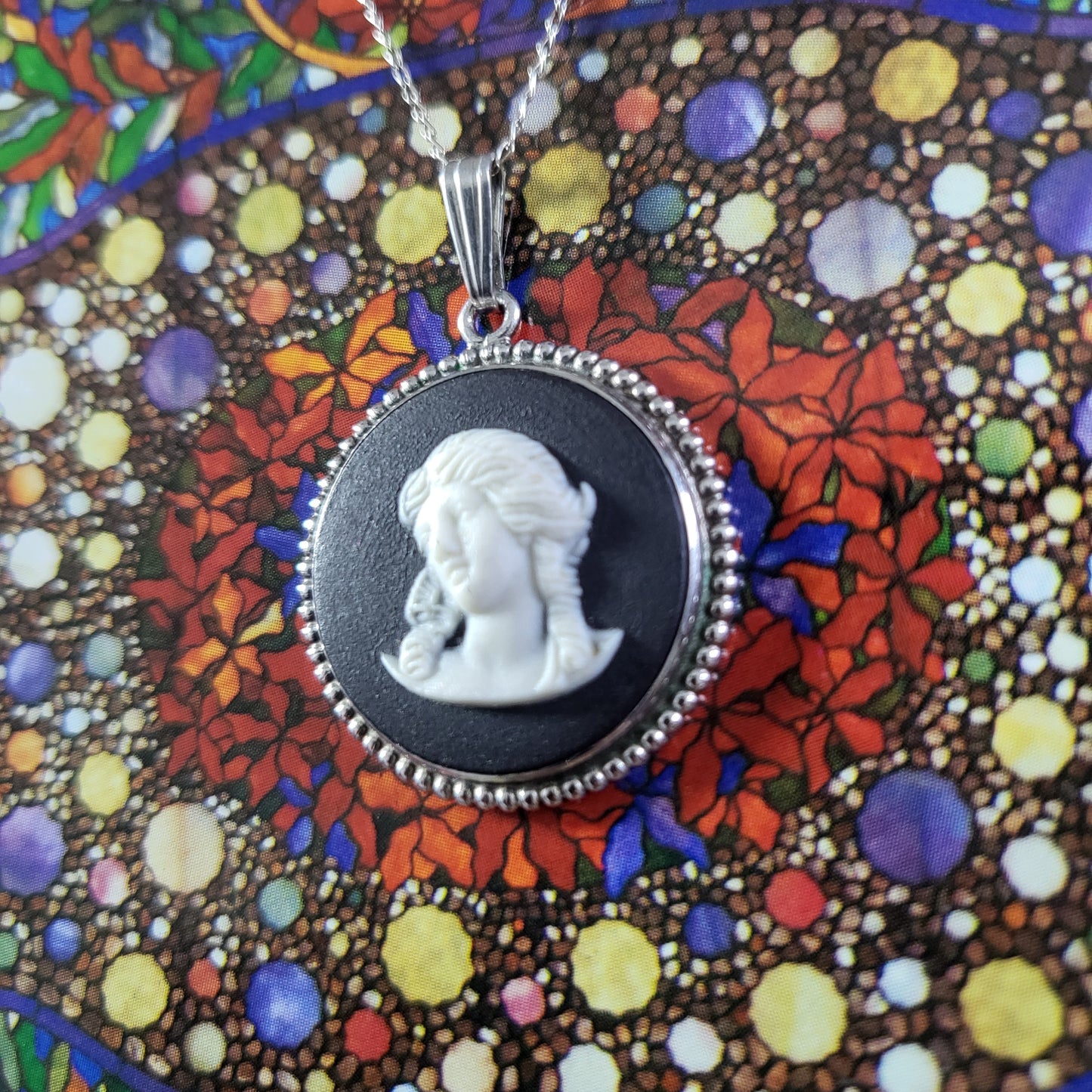 Necklace - Wedgwood Sterling Silver Black Jasperware Cameo Necklace