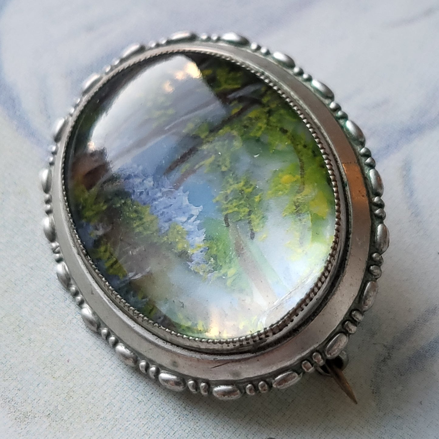 Brooch - Vintage Thomas L. Mott TLM Summer Landscape Brooch