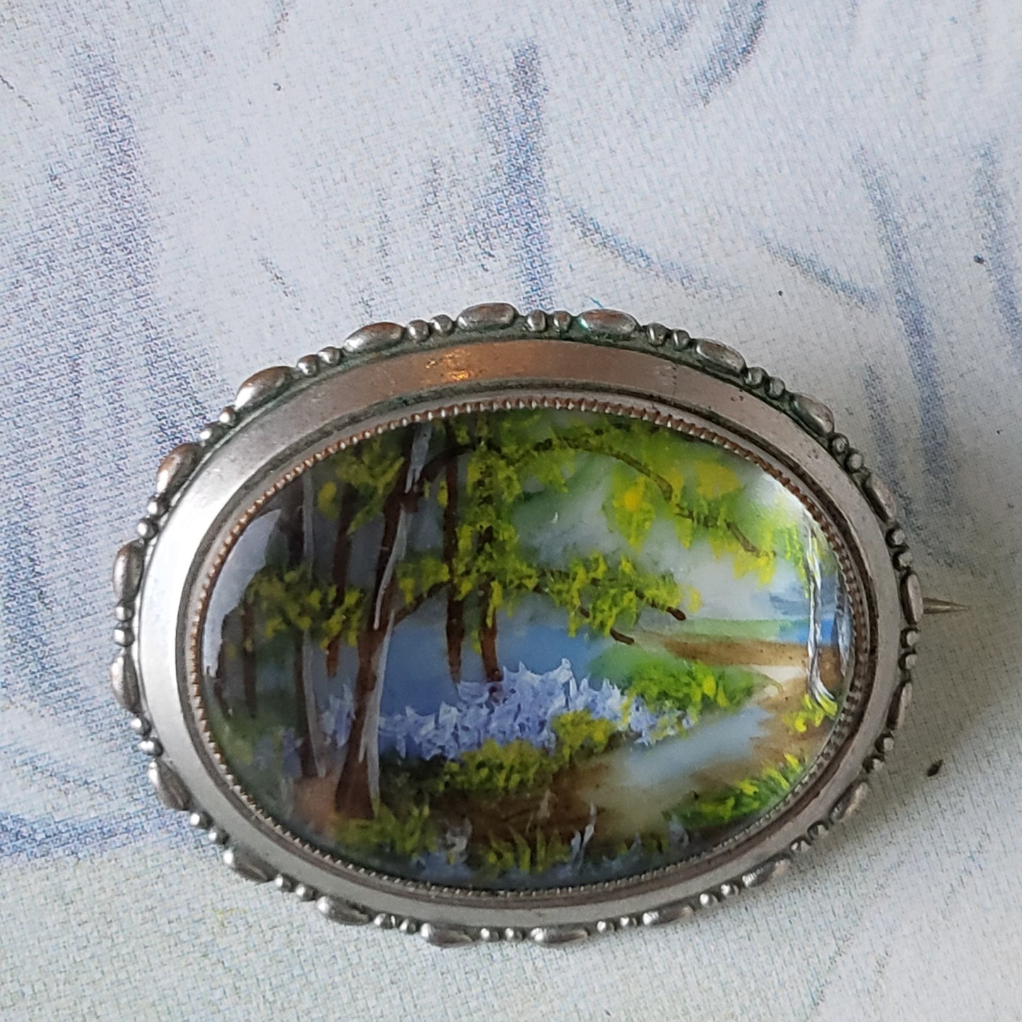 Brooch - Vintage Thomas L. Mott TLM Summer Landscape Brooch