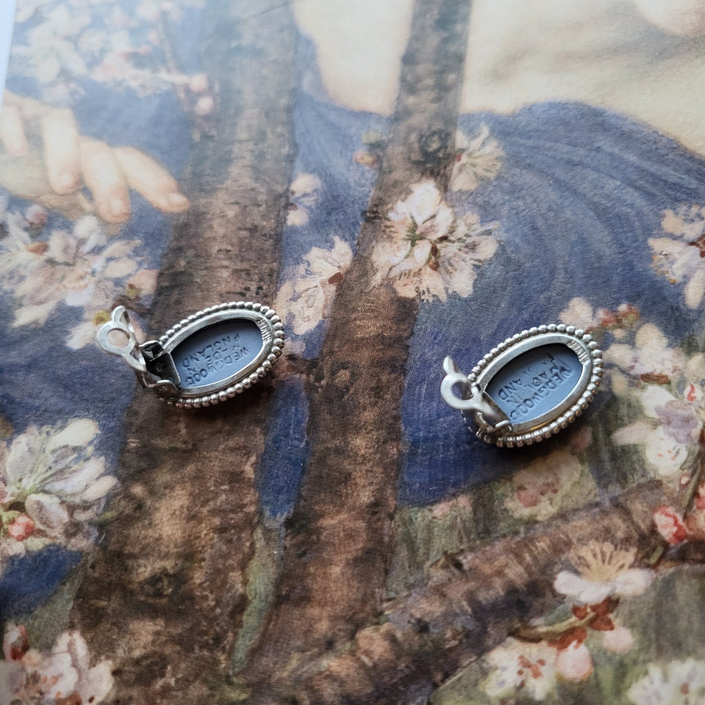 Clip on - Wedgwood Jasperware Blue Cameo Clip On Earrings