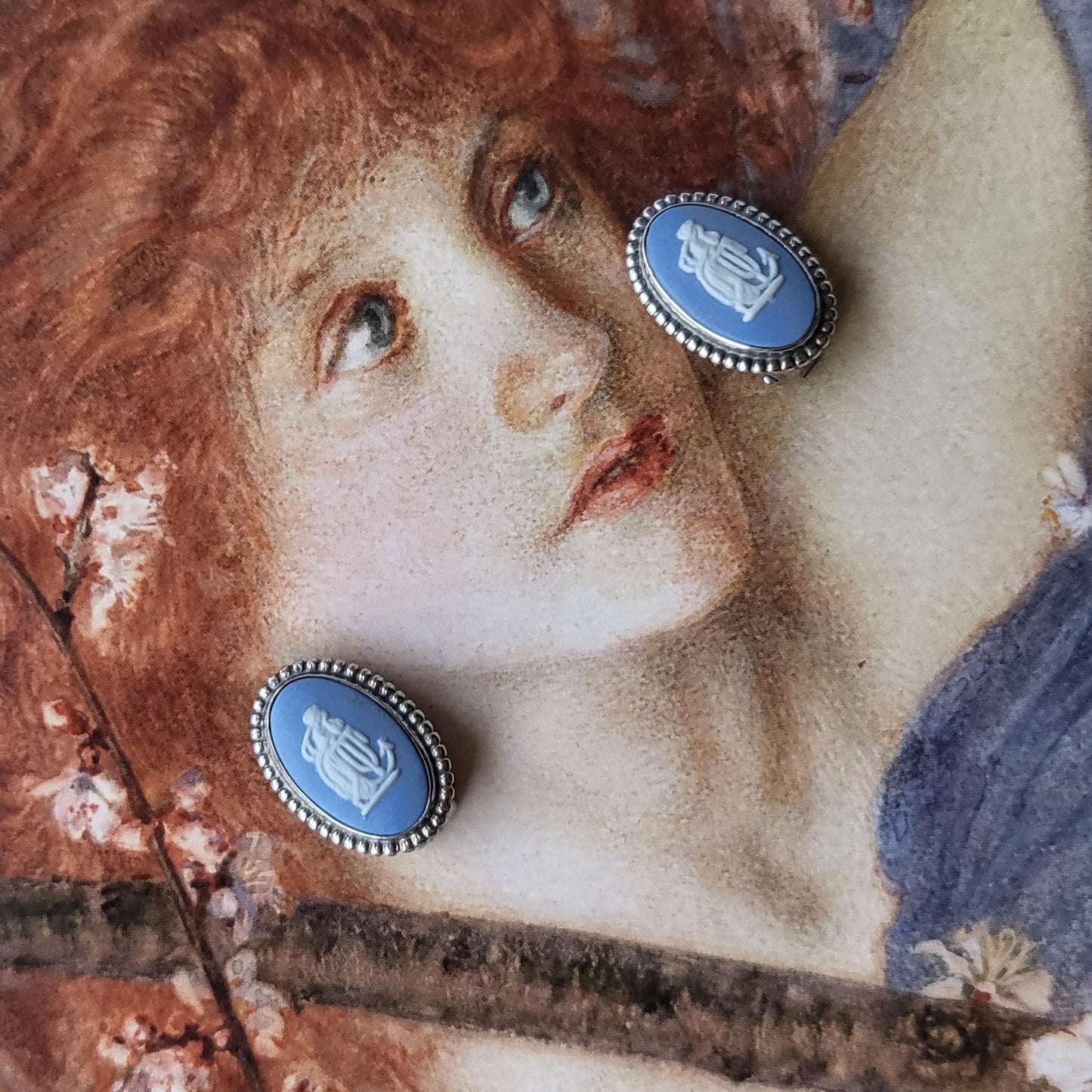 Clip on - Wedgwood Jasperware Blue Cameo Clip On Earrings