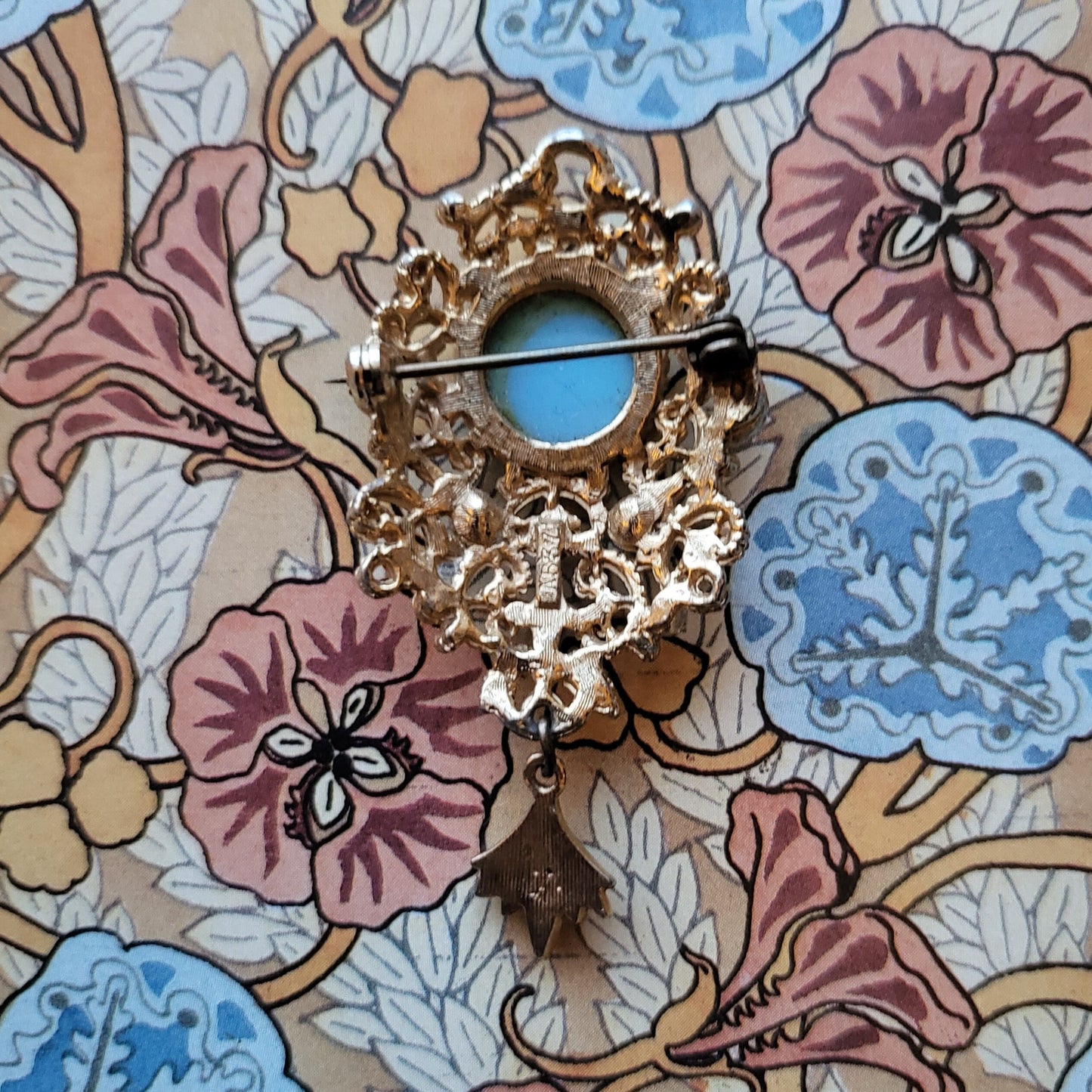 Brooch - Sphinx Turquoise Filigree Pendant Brooch