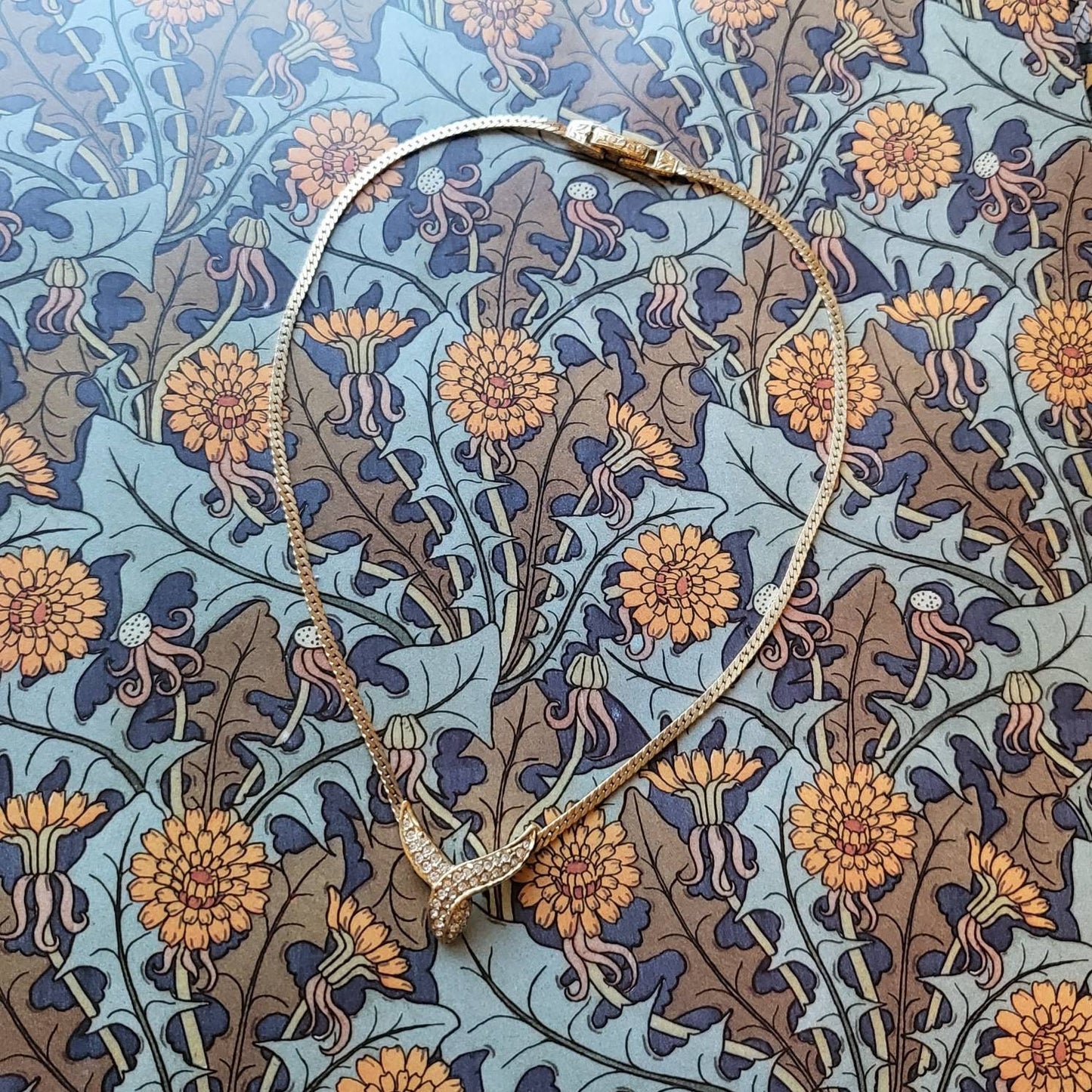 Necklace - Attwood and Sawyer Gold Crystal Ribbon Necklace