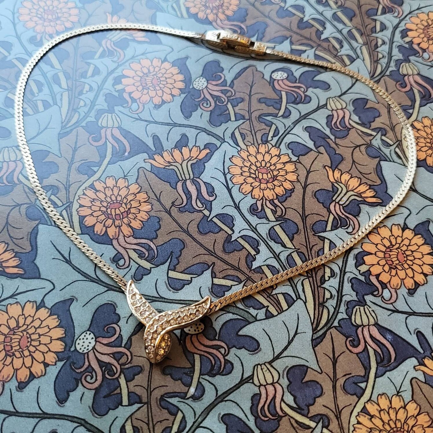 Necklace - Attwood and Sawyer Gold Crystal Ribbon Necklace