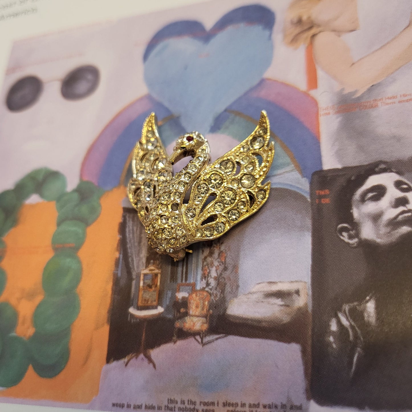 Brooch - Attwood and Sawyer Crystal Swan Brooch