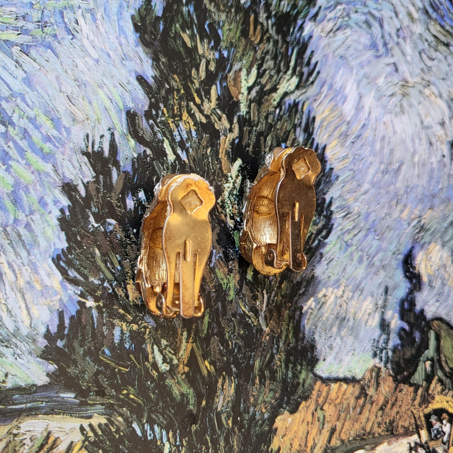 Clip on - Kenneth Jay Lane Brushed Gold Crystal Half Hoop Earrings