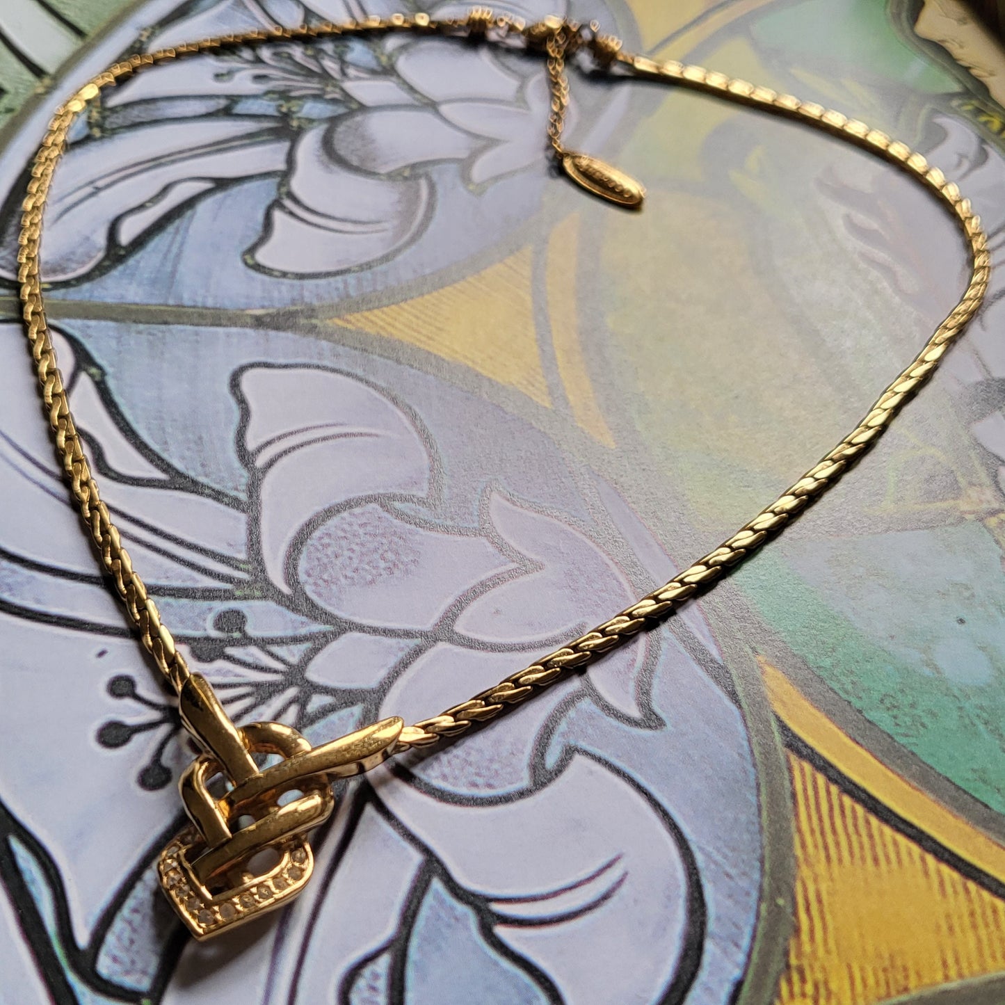 Necklace - Attwood and Sawyer Gold Crystal Plait Necklace