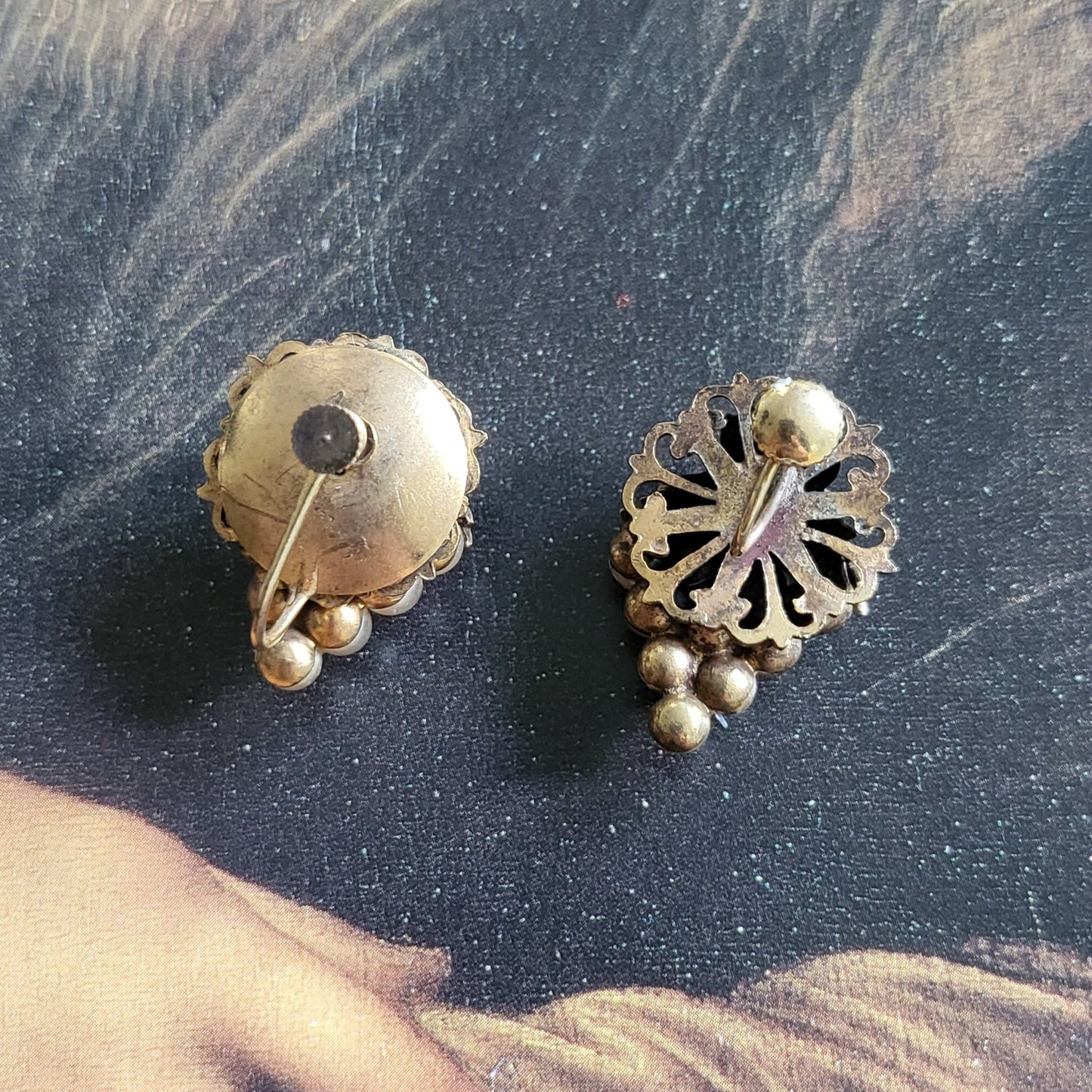 Set - Faux Pearl Grapes Necklace and Screw on Earrings