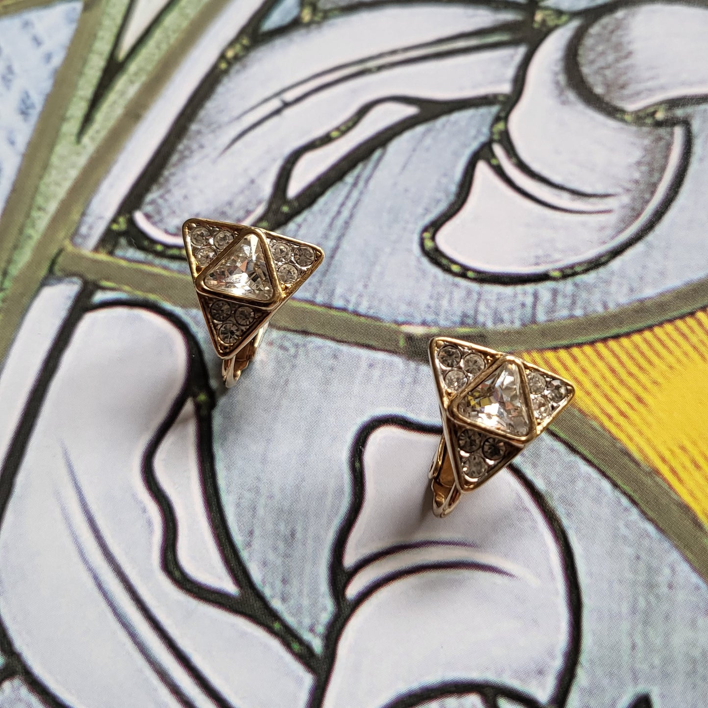 Clip on - Attwood and Sawyer Triangular Crystal Clip On Earrings