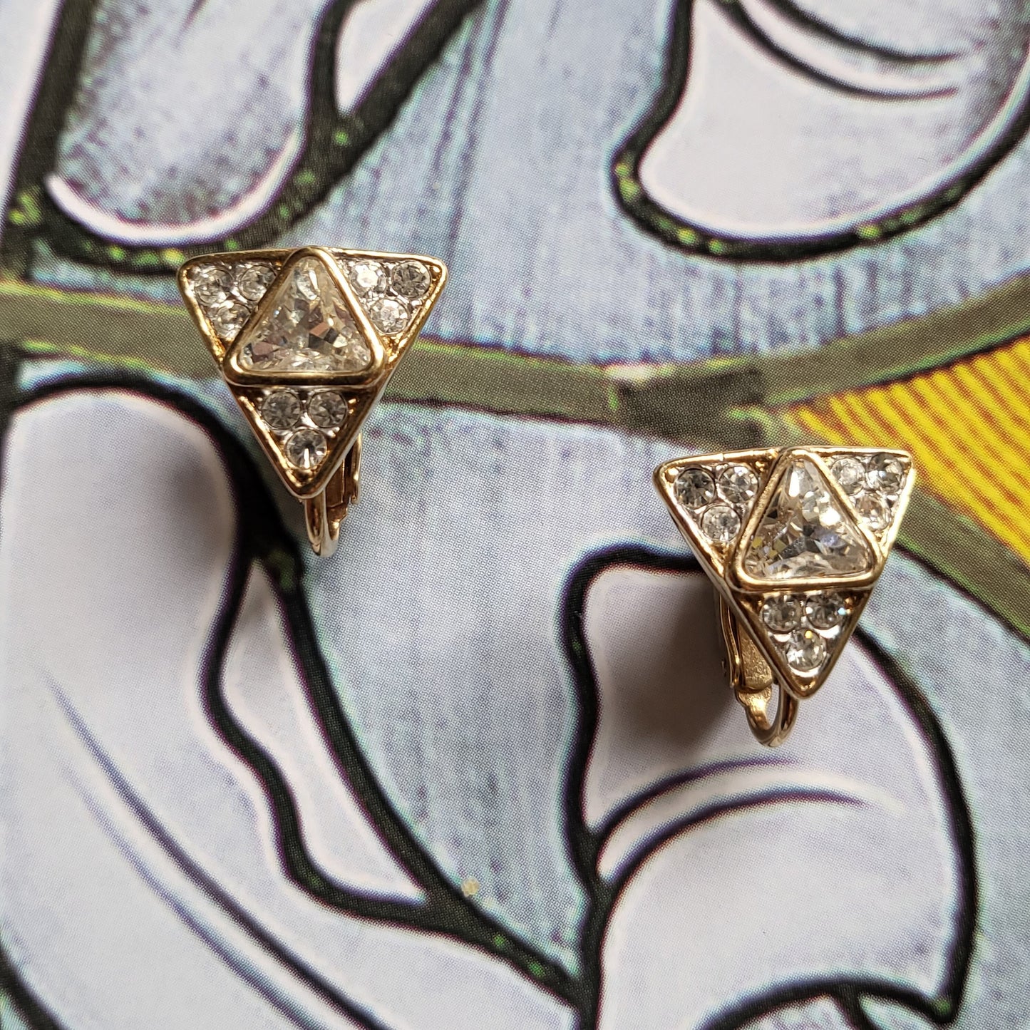 Clip on - Attwood and Sawyer Triangular Crystal Clip On Earrings