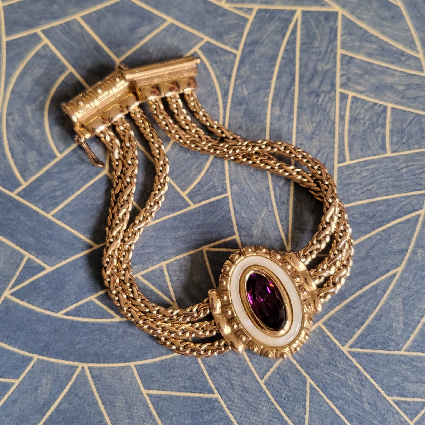 Bracelet - Burberrys Purple Crystal Triple Chain Bracelet