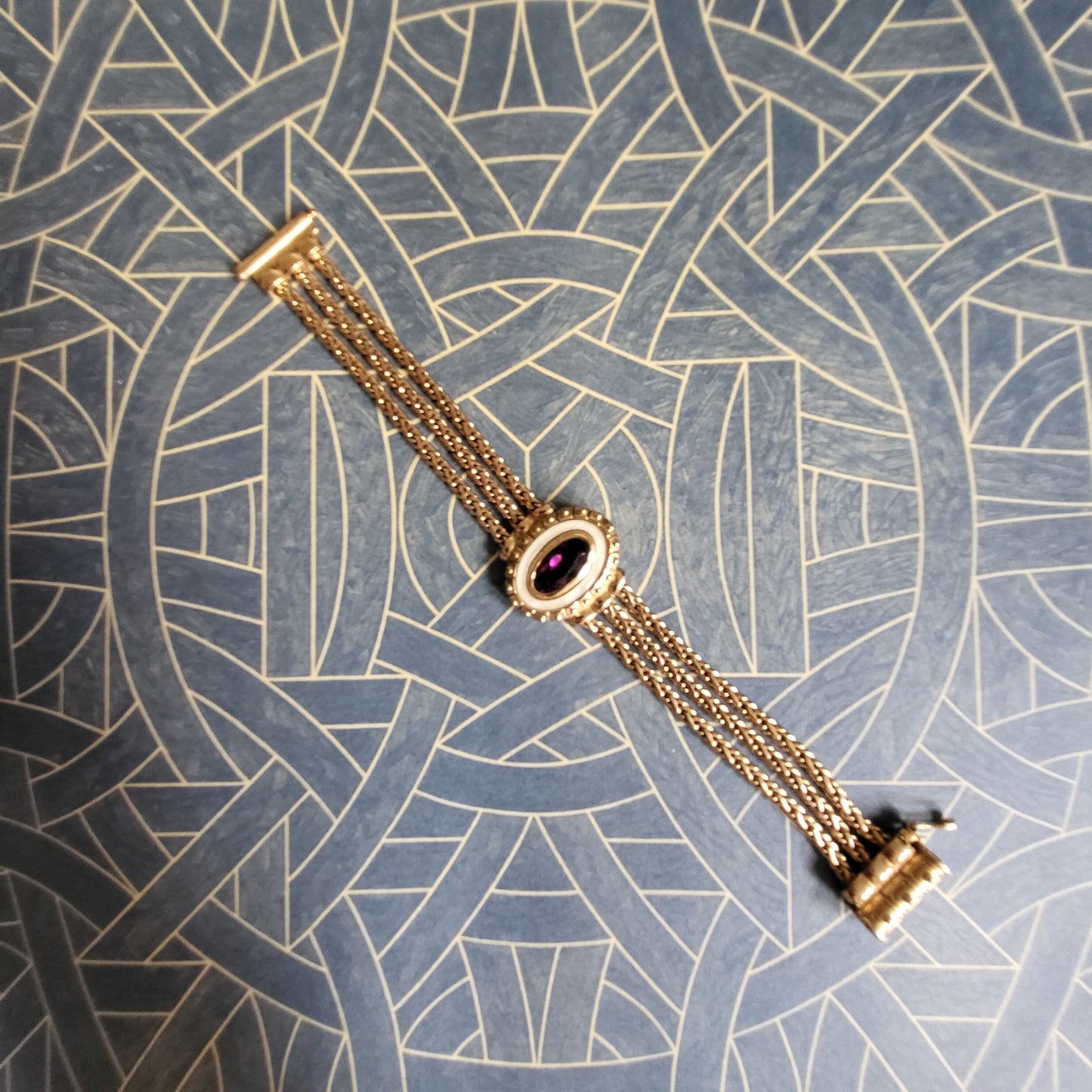 Bracelet - Burberrys Purple Crystal Triple Chain Bracelet