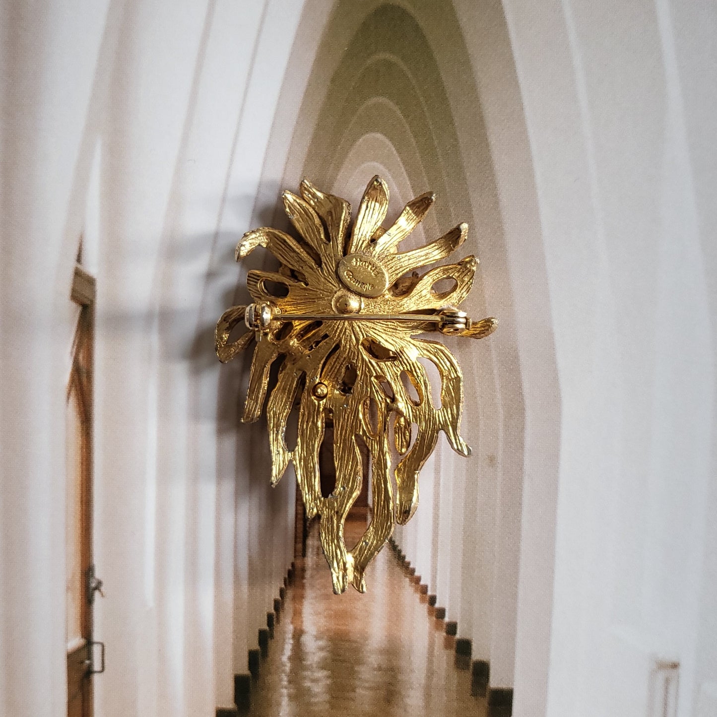 Brooch - Hattie Carnegie Multicoloured Glass Beads Flower Bouquet Brooch