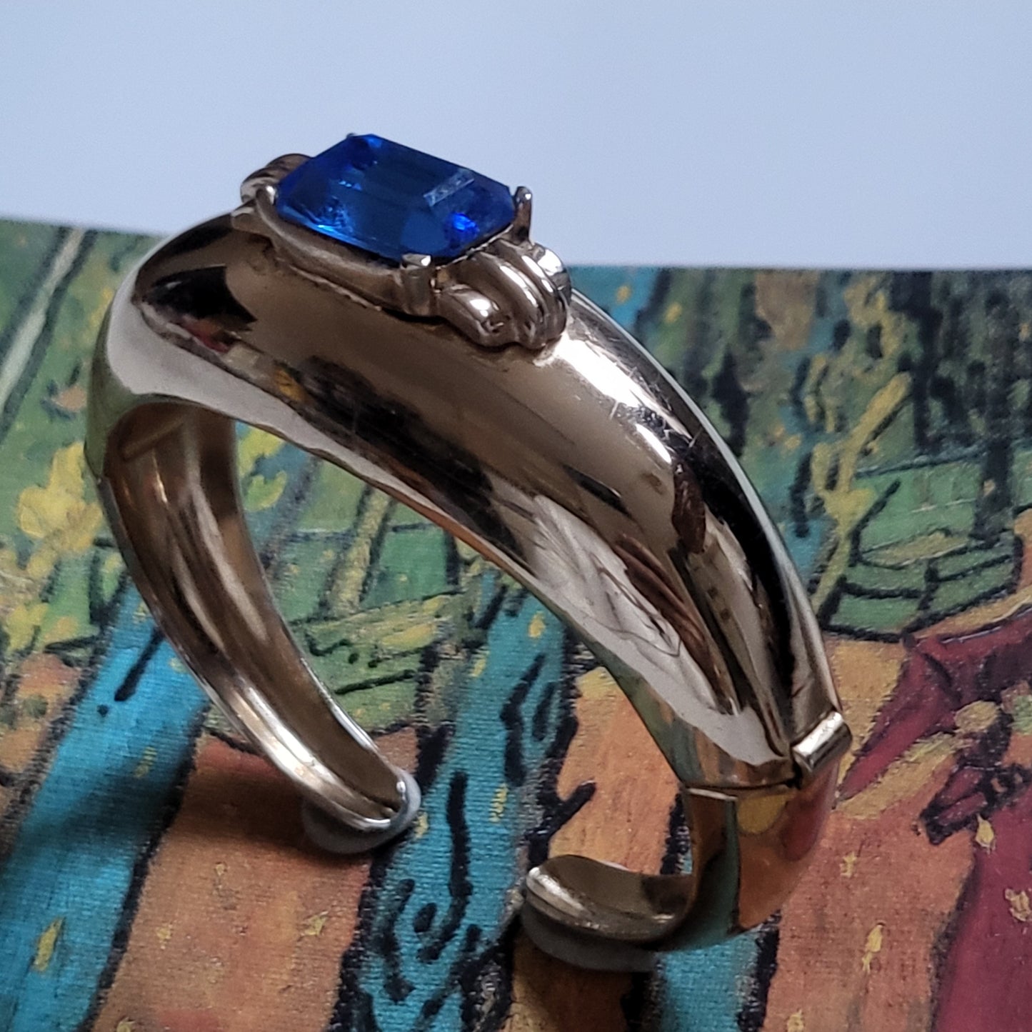 Cuff - Coro Art Deco Style Blue Paste Cuff Bracelet