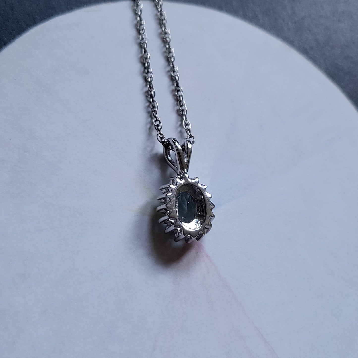 Necklace - Sterling Silver Aquamarine Cubic Zirconia Pendant Necklace