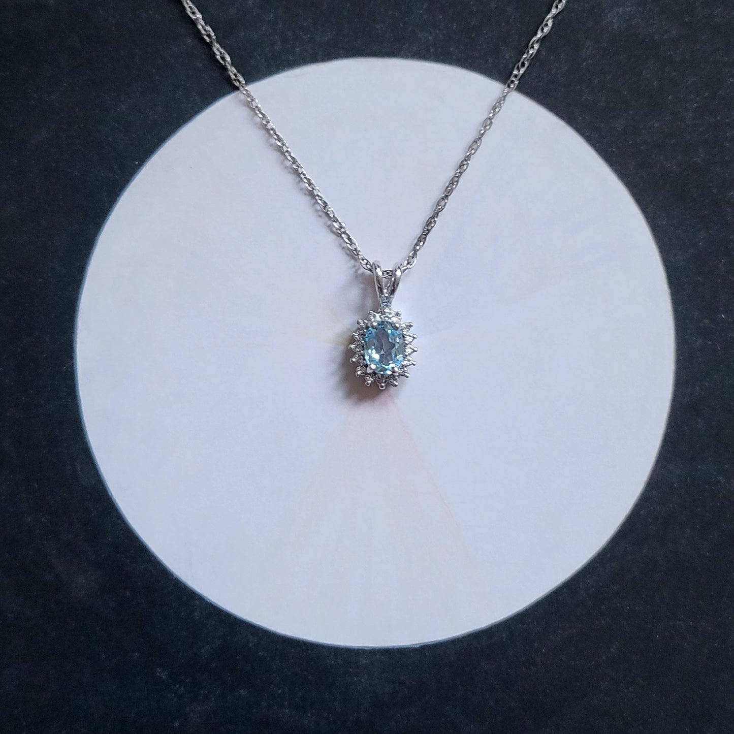 Necklace - Sterling Silver Aquamarine Cubic Zirconia Pendant Necklace