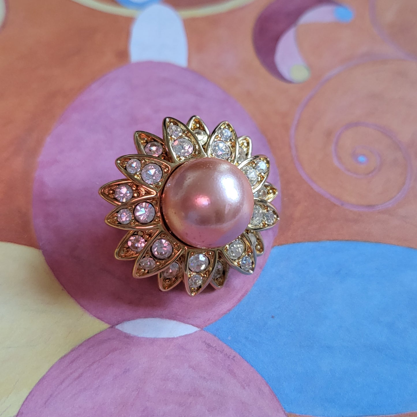 Clip on - Joan Rivers Pink Pearl and Crystals Flower Clip on Earrings