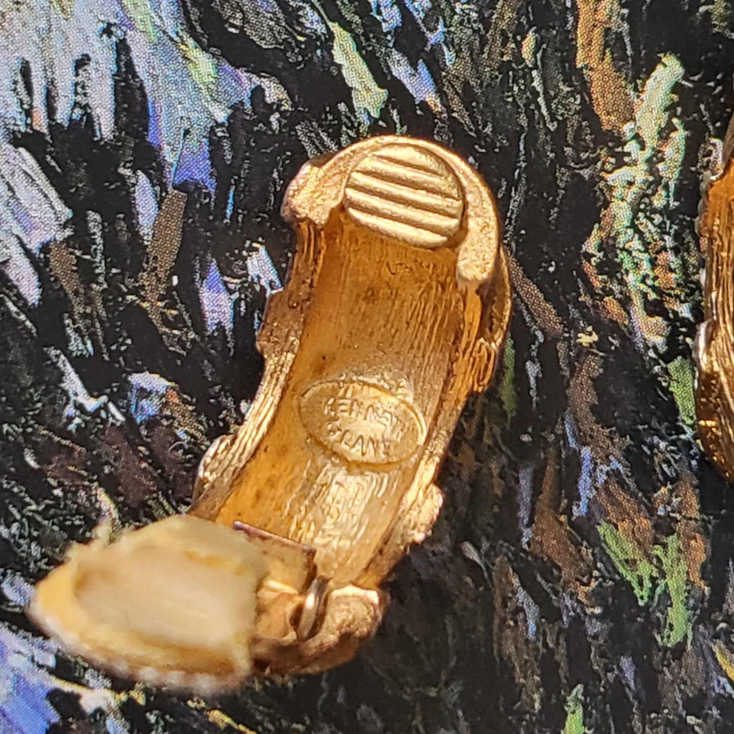 Clip on - Kenneth Jay Lane Brushed Gold Crystal Half Hoop Earrings