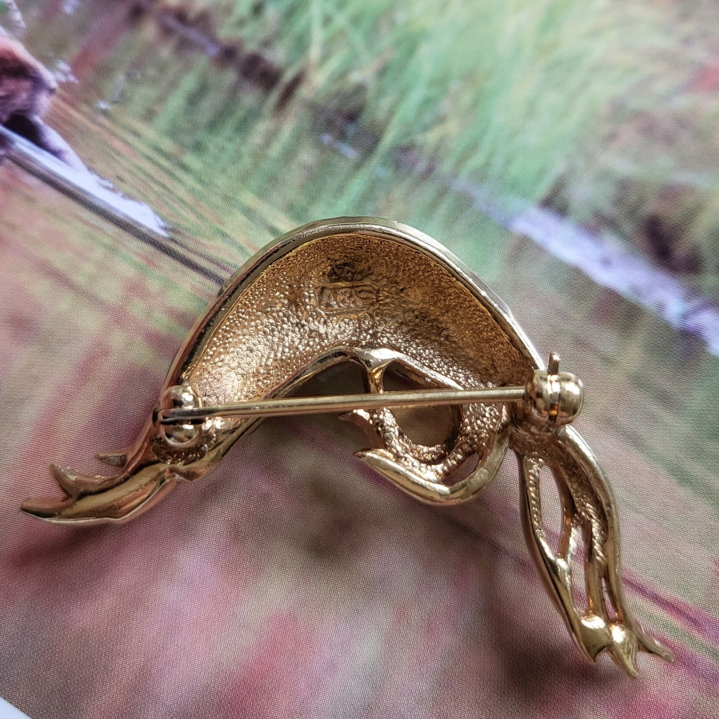 Brooch - Attwood and Sawyer Green and Blue Enamel Shrimp Brooch