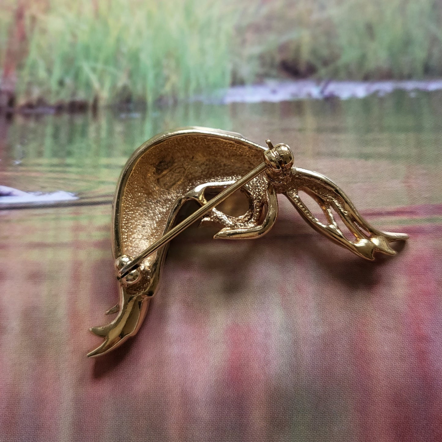 Brooch - Attwood and Sawyer Green and Blue Enamel Shrimp Brooch
