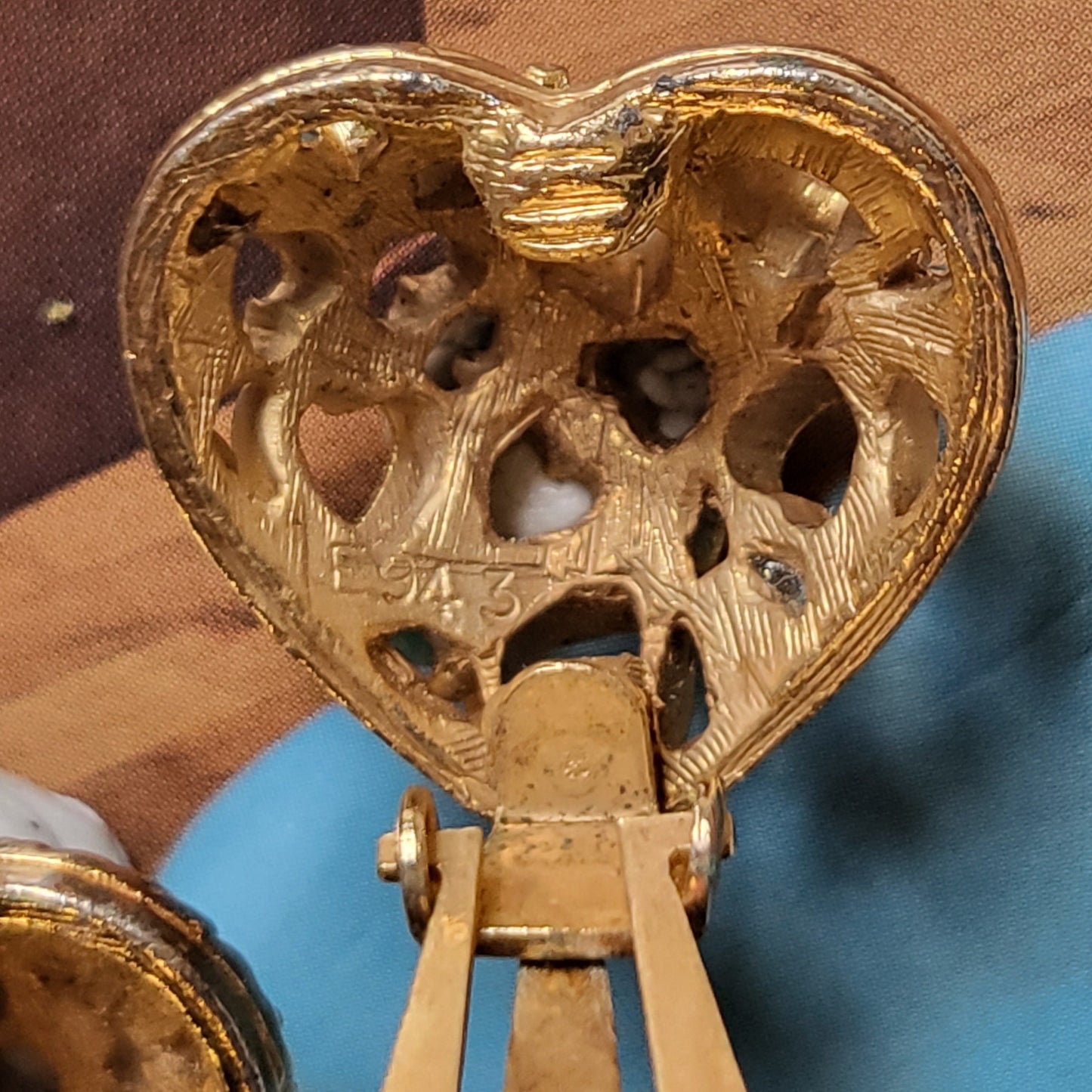 Clip on - Sphinx Hearts and Turquoise Cluster Clip on Earrings