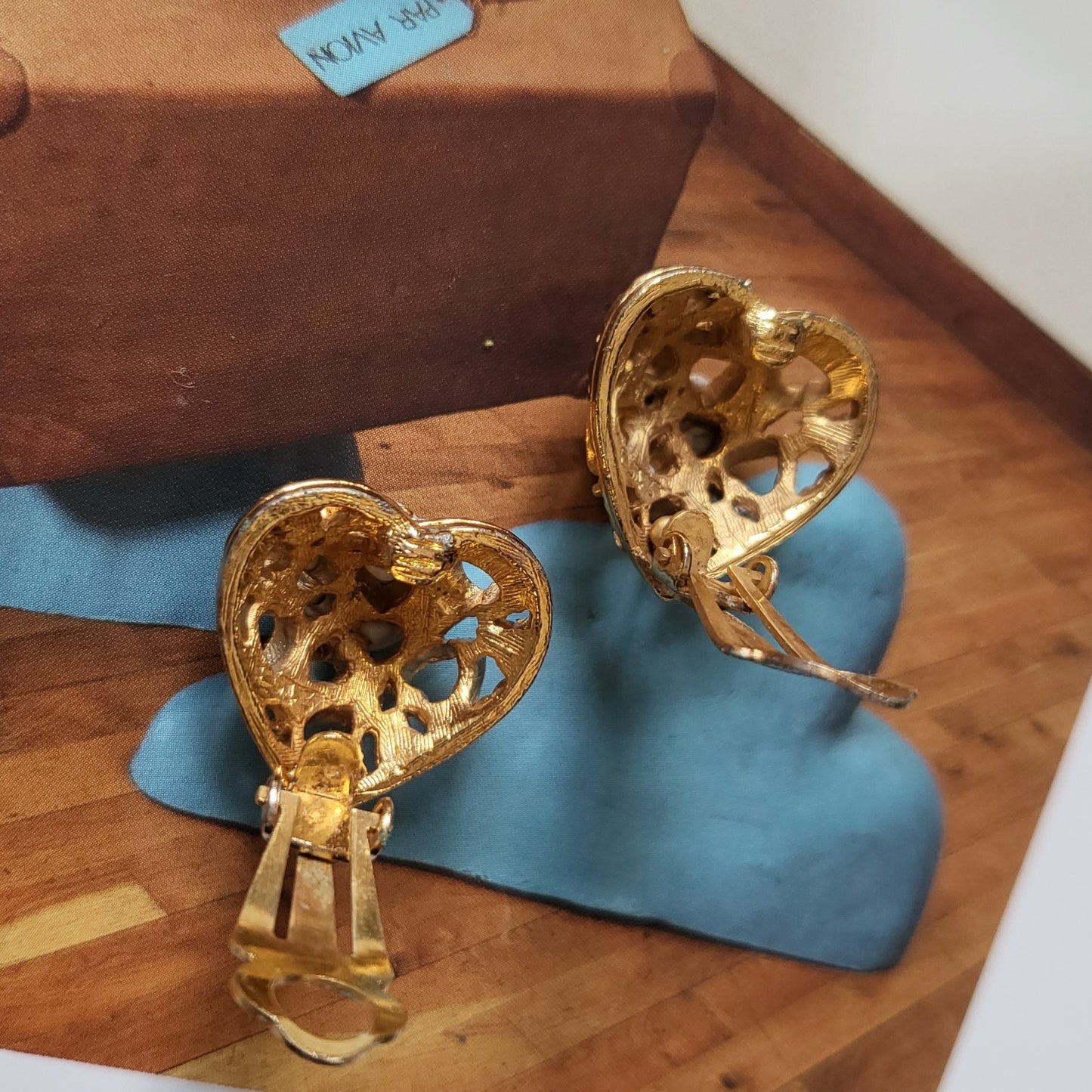 Clip on - Sphinx Hearts and Turquoise Cluster Clip on Earrings