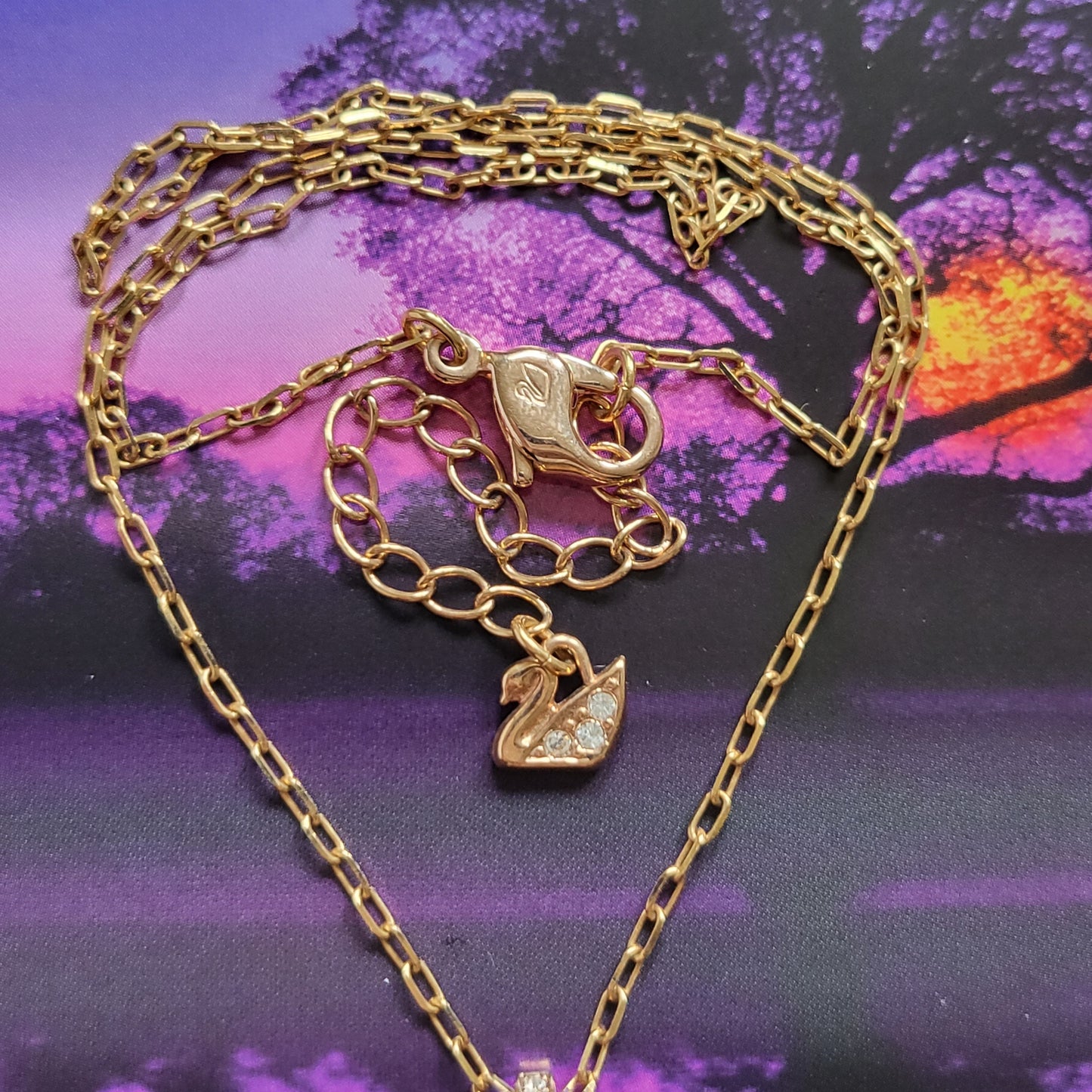 Necklace - Swarovski Rose Gold Cushion Cut Crystal Pendant Necklace