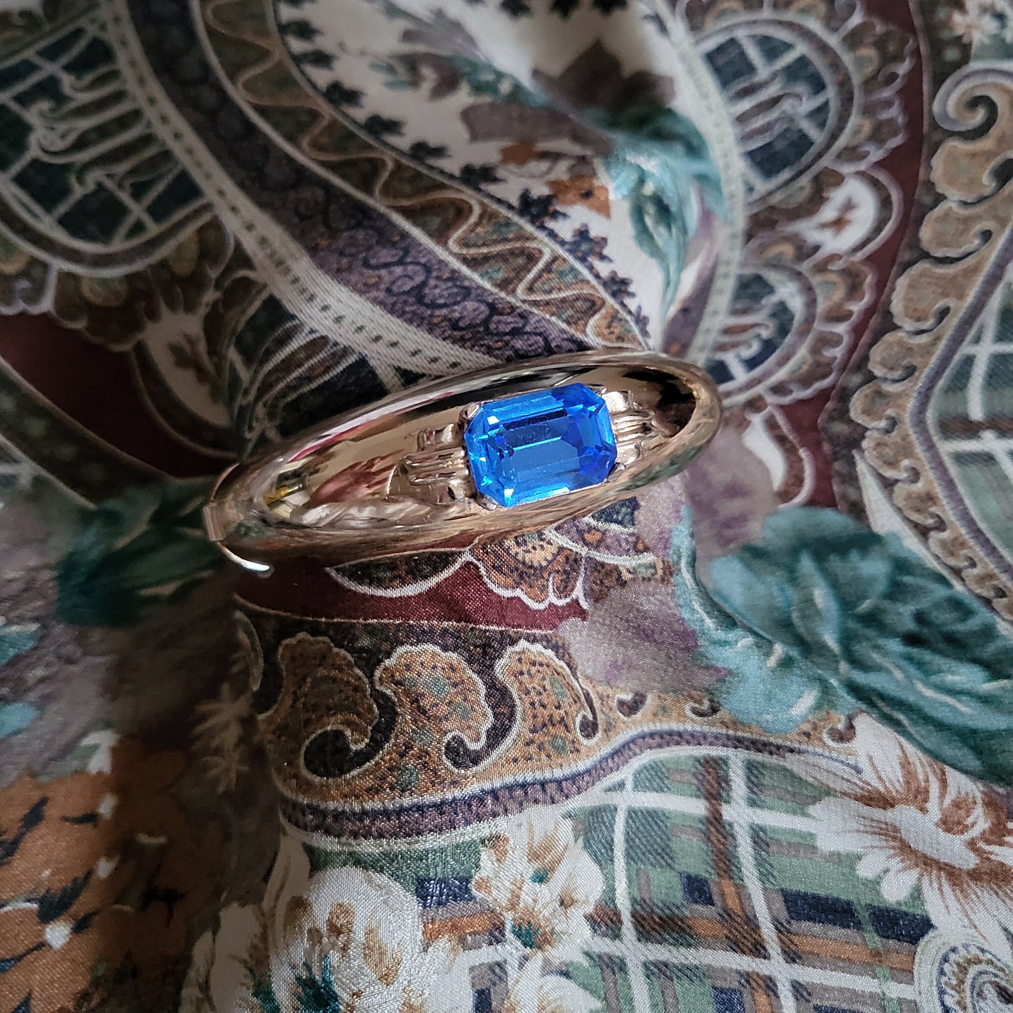 Cuff - Coro Art Deco Style Blue Paste Cuff Bracelet