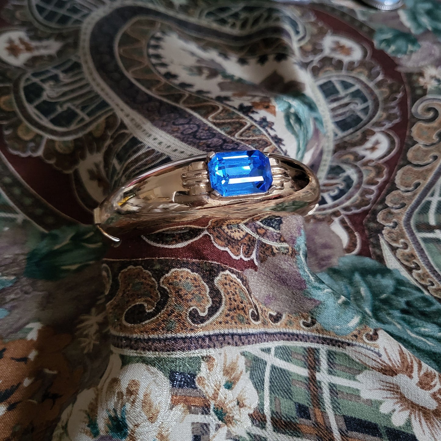 Cuff - Coro Art Deco Style Blue Paste Cuff Bracelet