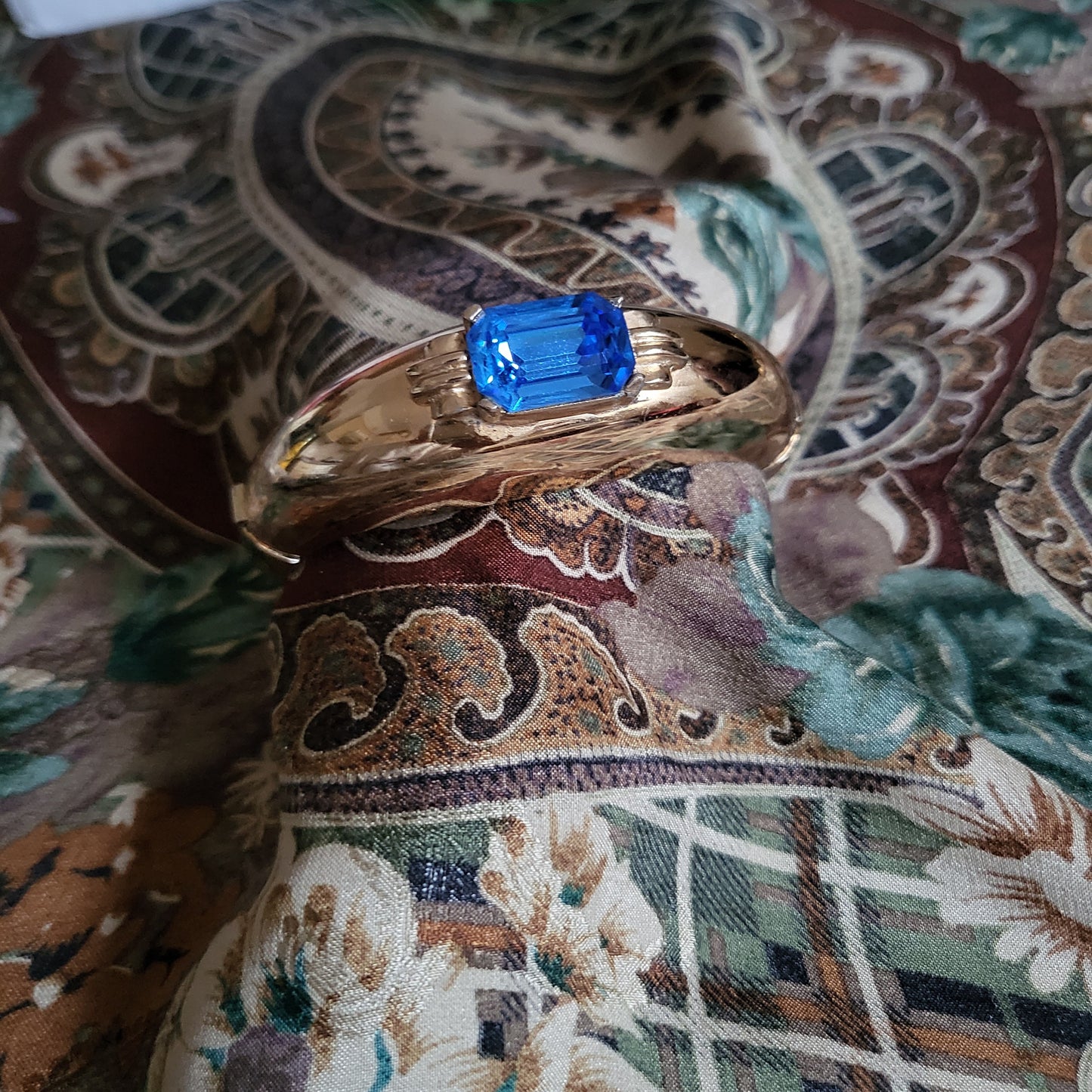 Cuff - Coro Art Deco Style Blue Paste Cuff Bracelet