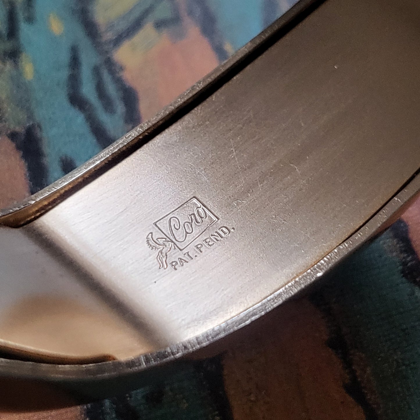 Cuff - Coro Art Deco Style Blue Paste Cuff Bracelet