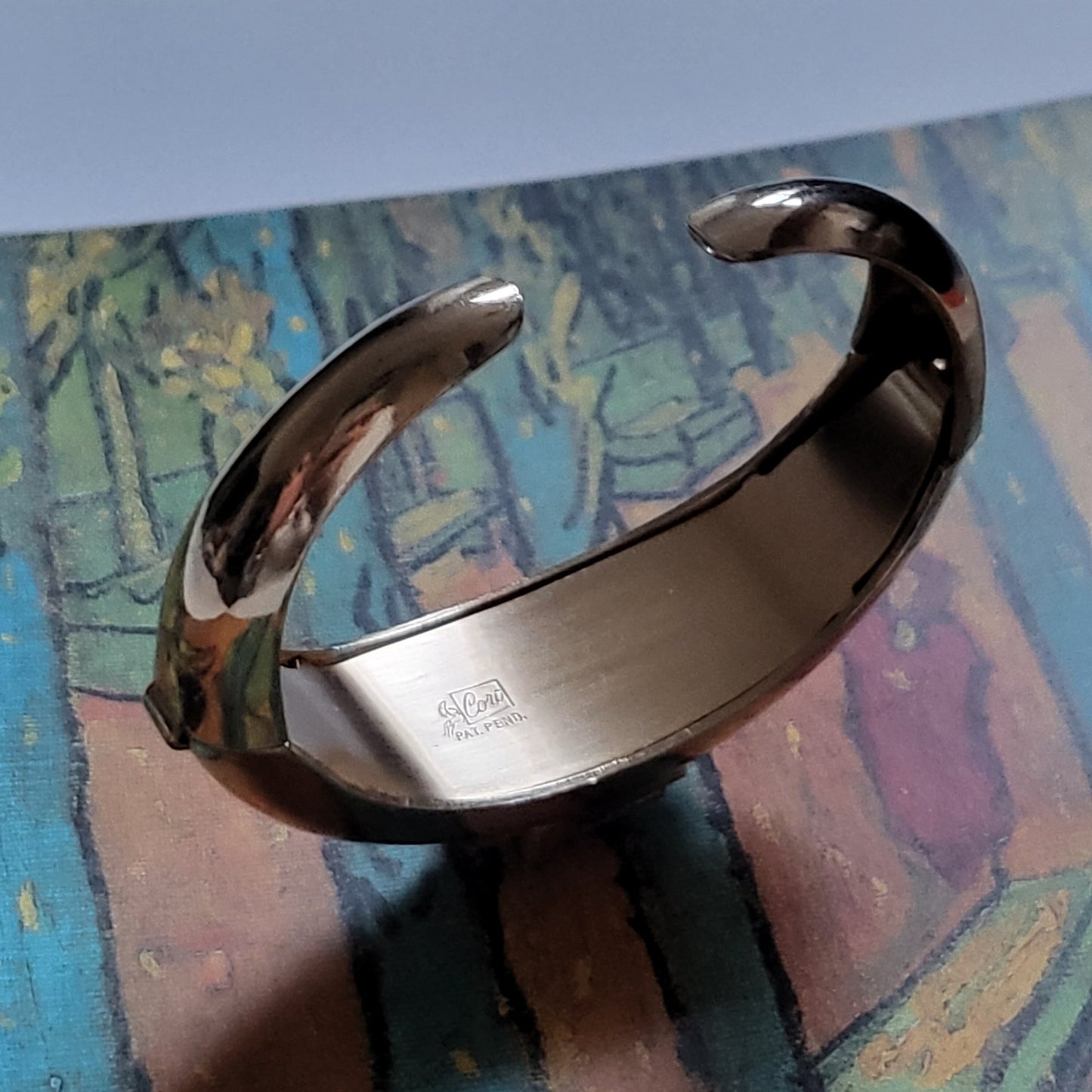 Cuff - Coro Art Deco Style Blue Paste Cuff Bracelet