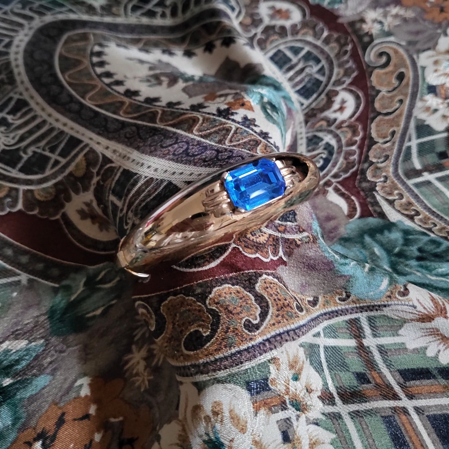 Cuff - Coro Art Deco Style Blue Paste Cuff Bracelet