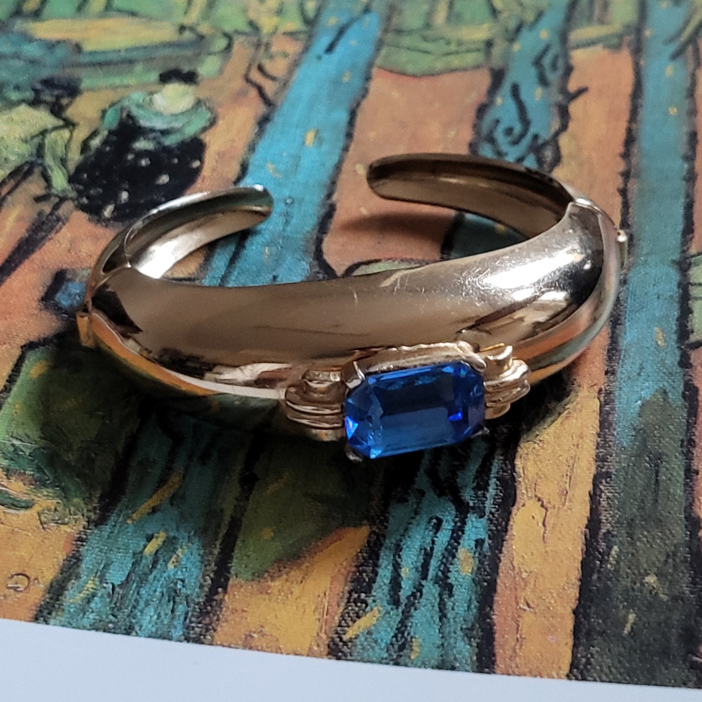 Cuff - Coro Art Deco Style Blue Paste Cuff Bracelet