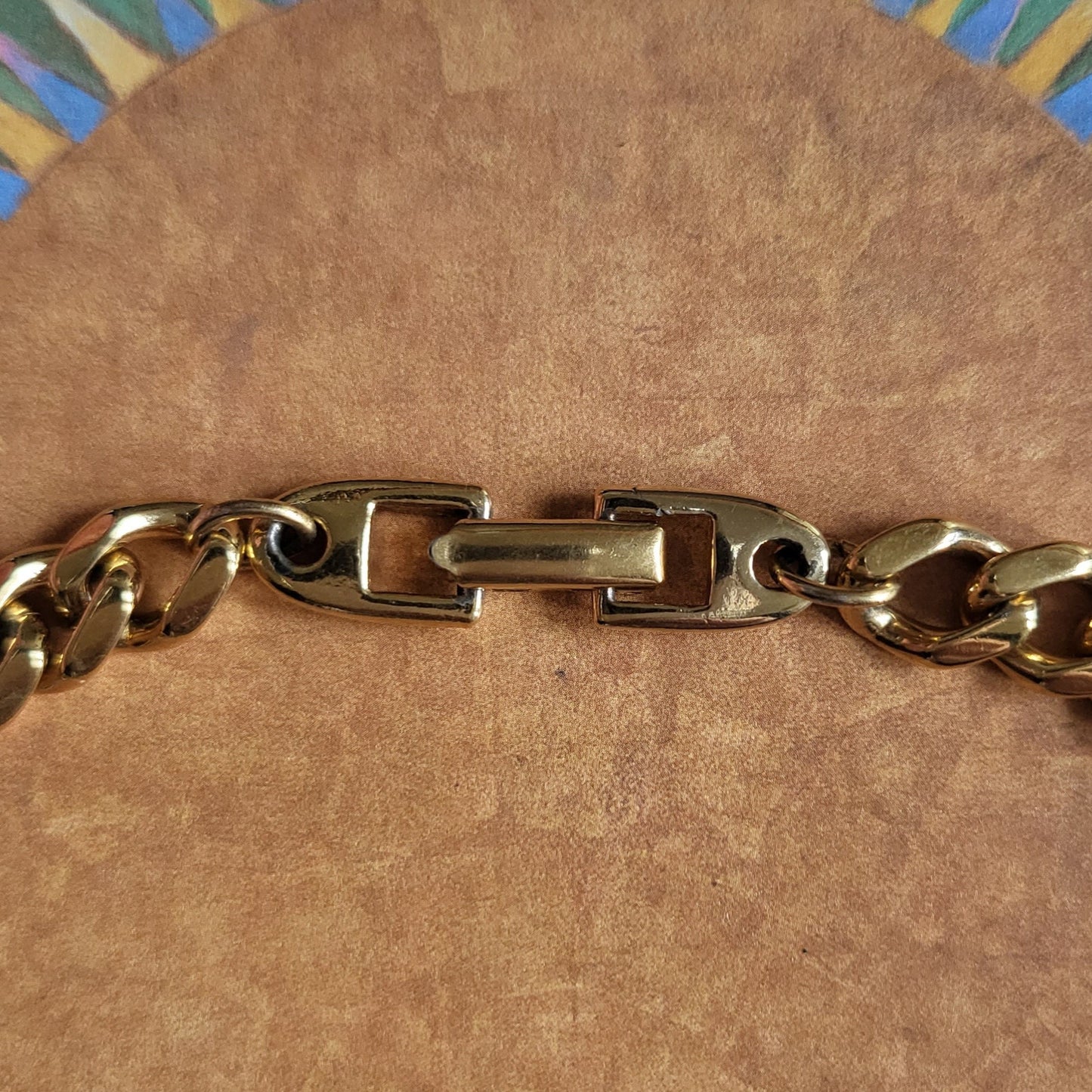 Necklace - Napier Clear Crystal Gold Square Link Chain Necklace