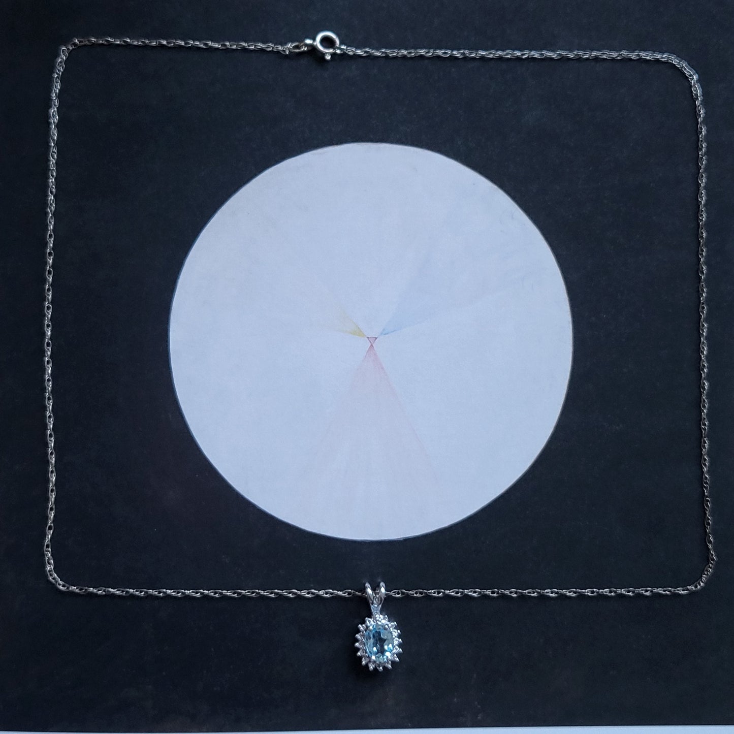 Necklace - Sterling Silver Aquamarine Cubic Zirconia Pendant Necklace