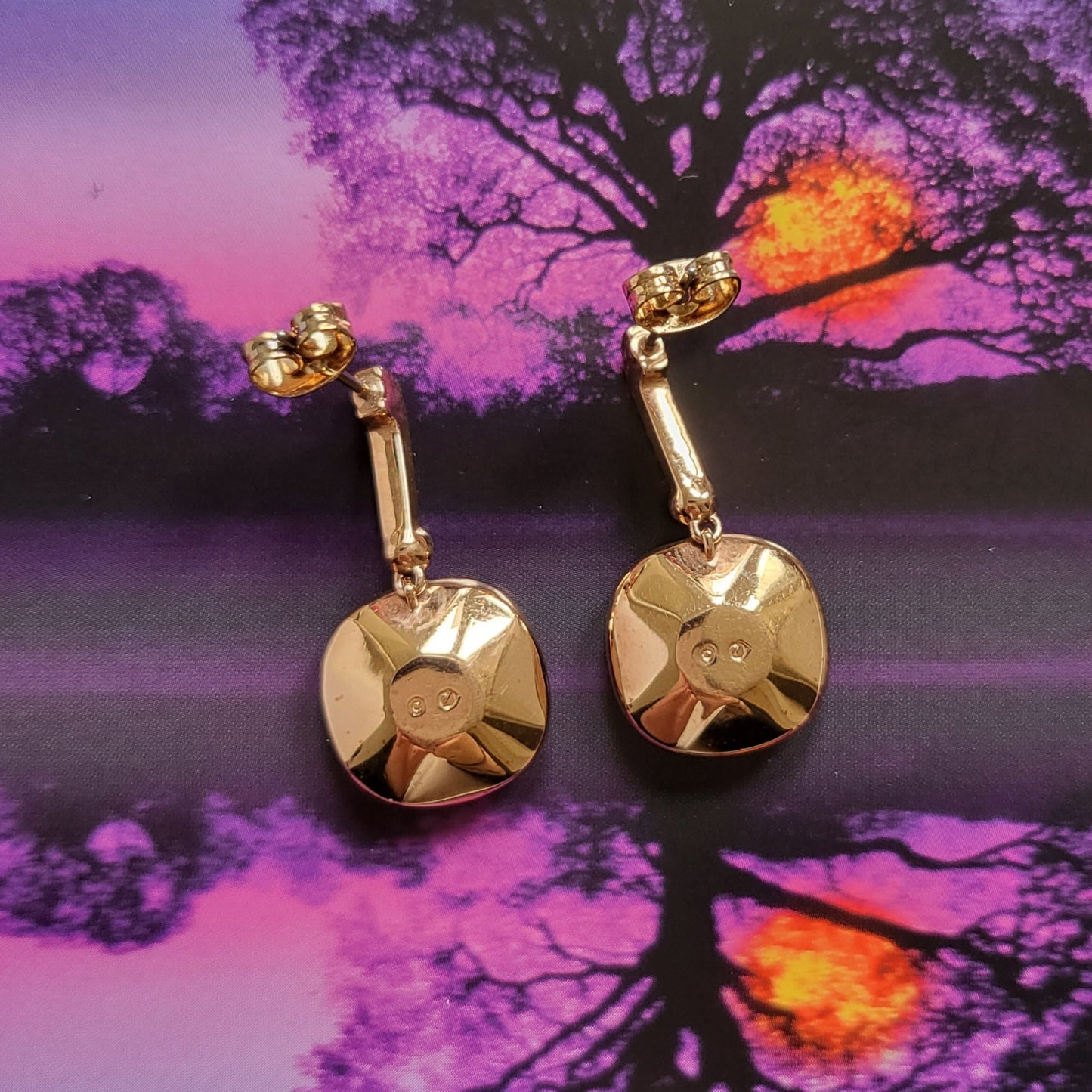 Posts - Swarovski Rose Gold Cushion Cut Crystal Drop Earrings