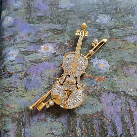 Brooch - Swarovski Crystal Violin Brooch
