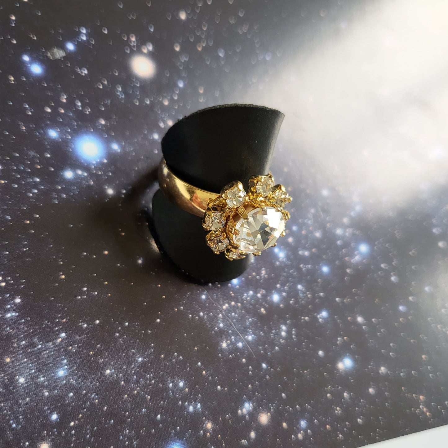 Ring - Clear Crystal Flower Adjustable Ring