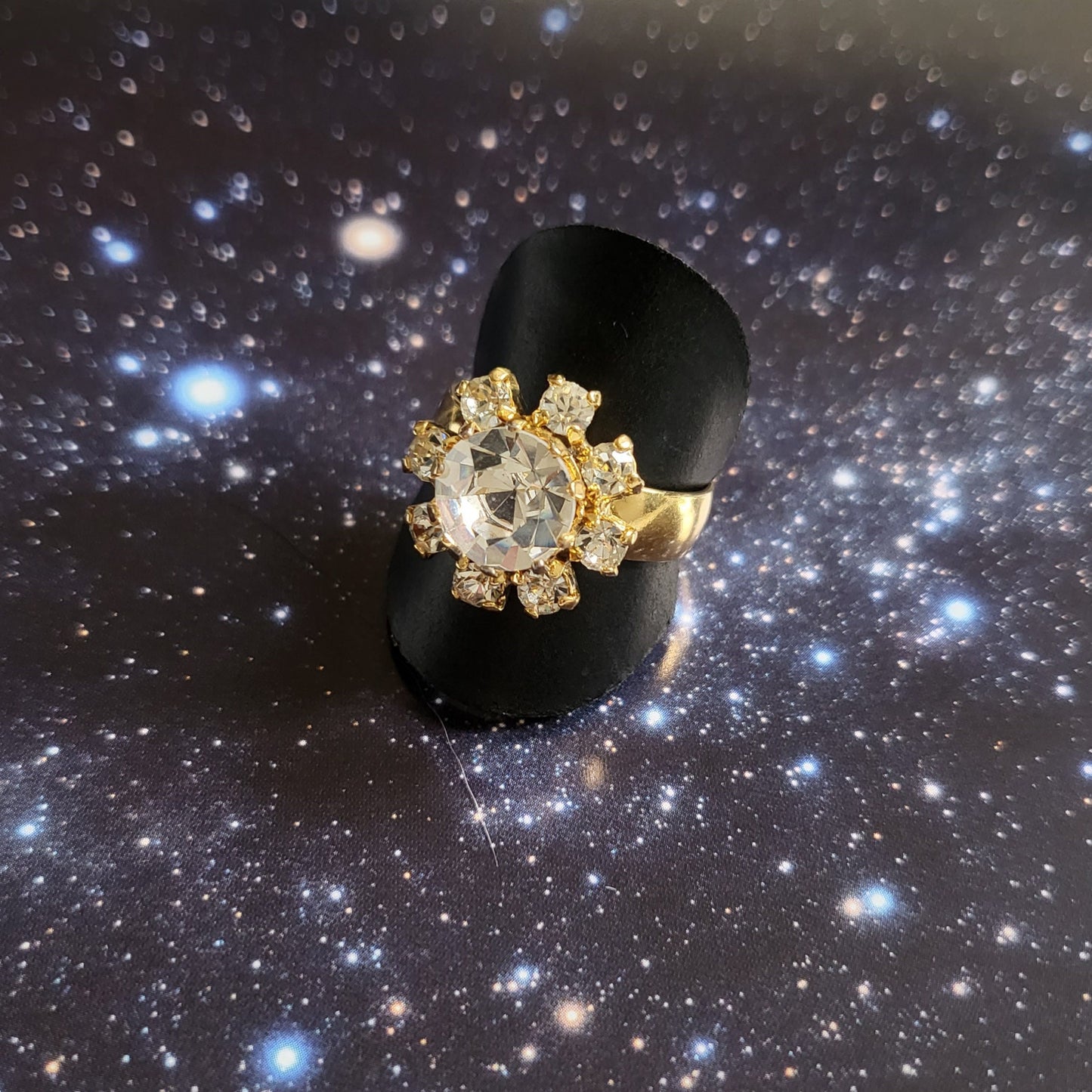 Ring - Clear Crystal Flower Adjustable Ring