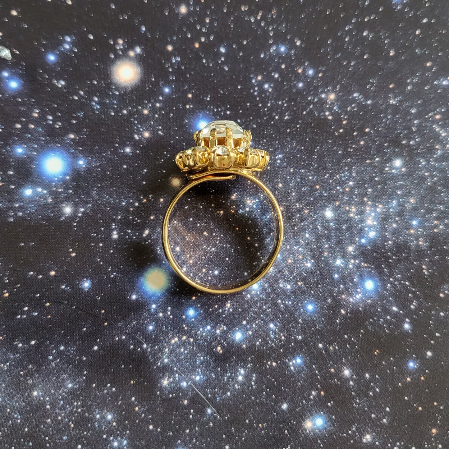 Ring - Clear Crystal Flower Adjustable Ring