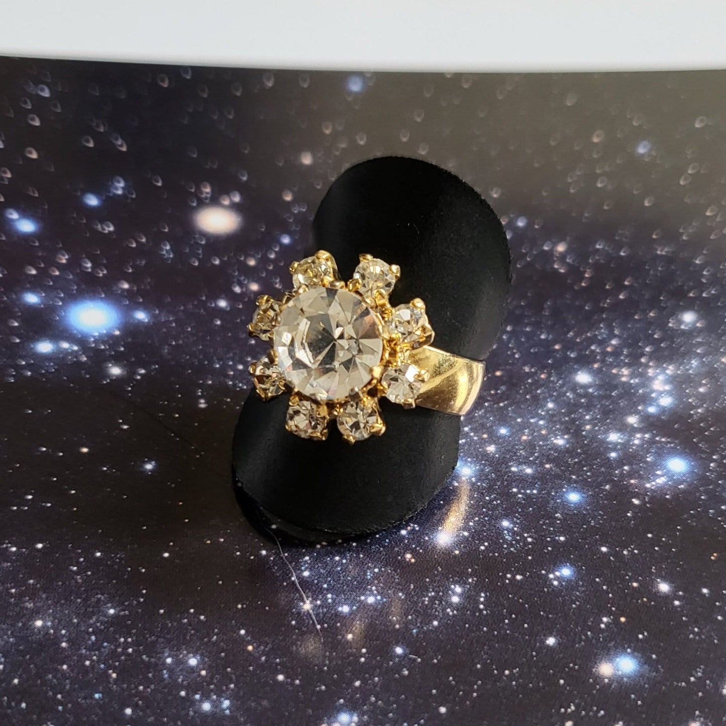 Ring - Clear Crystal Flower Adjustable Ring