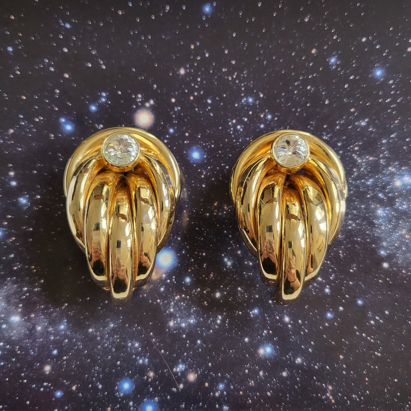 Clip on - Statement Crystal Tube Knot Clip on Earrings