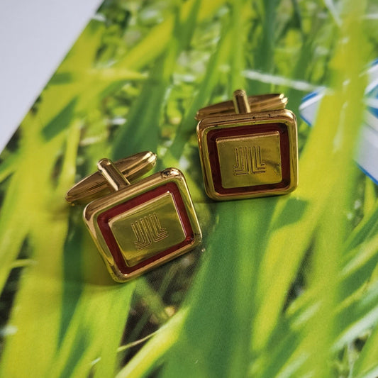 Cufflinks - Lanvin Red Enamel Square Logo Cufflinks