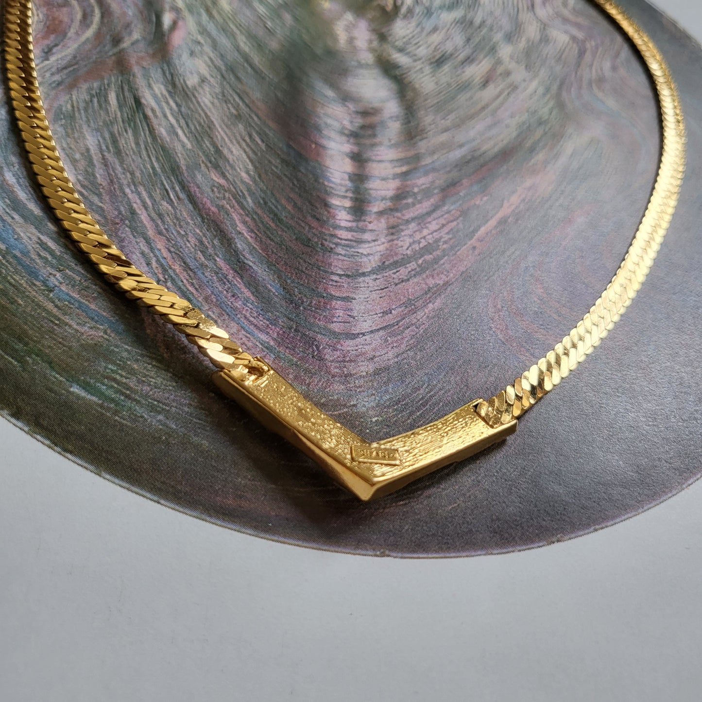 Necklace - Trifari Clear Crystal V Shape Necklace